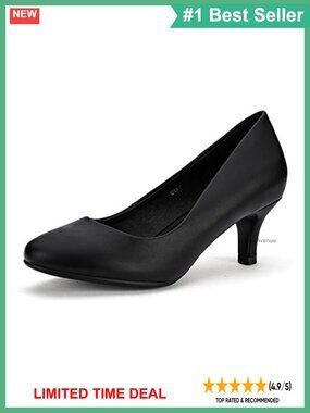 Women's Classic Low Kitten Heel Pumps Round Toe Formal Dress Shoes